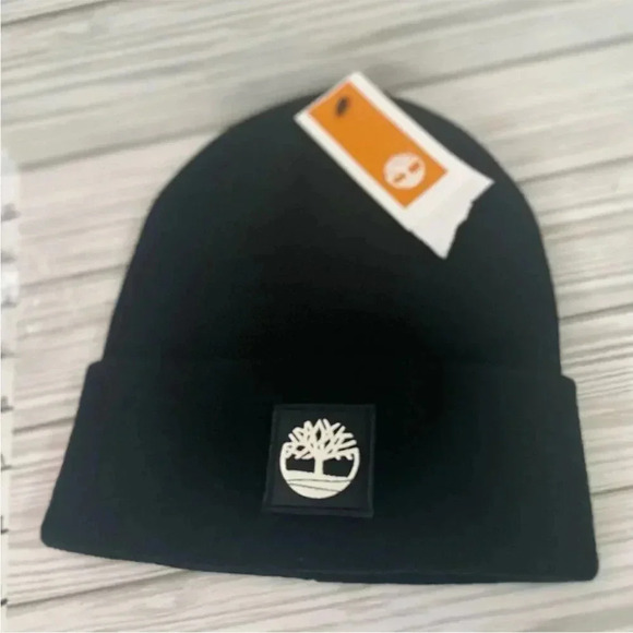 NWT STILL IN PLASTIC TIMBERLAND CUFFED BEANIE WITH TONAL PATCH IN BLACK … - Picture 3 of 8